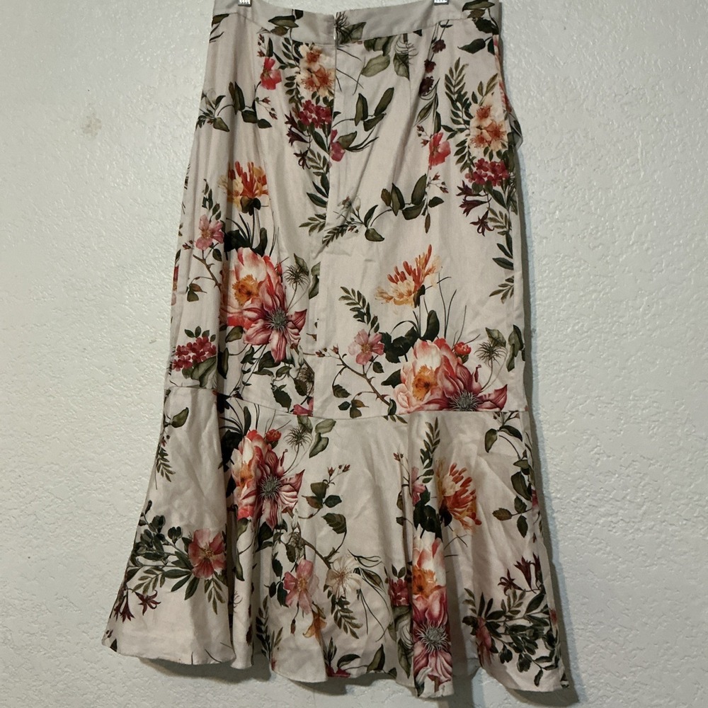 NWT Antonio Melani Genny Ruffle Faux Wrap Skirt Ivory Noon Sunshine Floral 10 - Picture 5 of 6